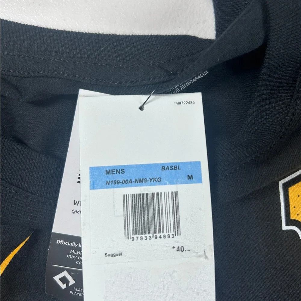 Pittsburgh Pirates David Bednar Nike MLB‎ Baseball Black T-Shirt Size Medium NWT